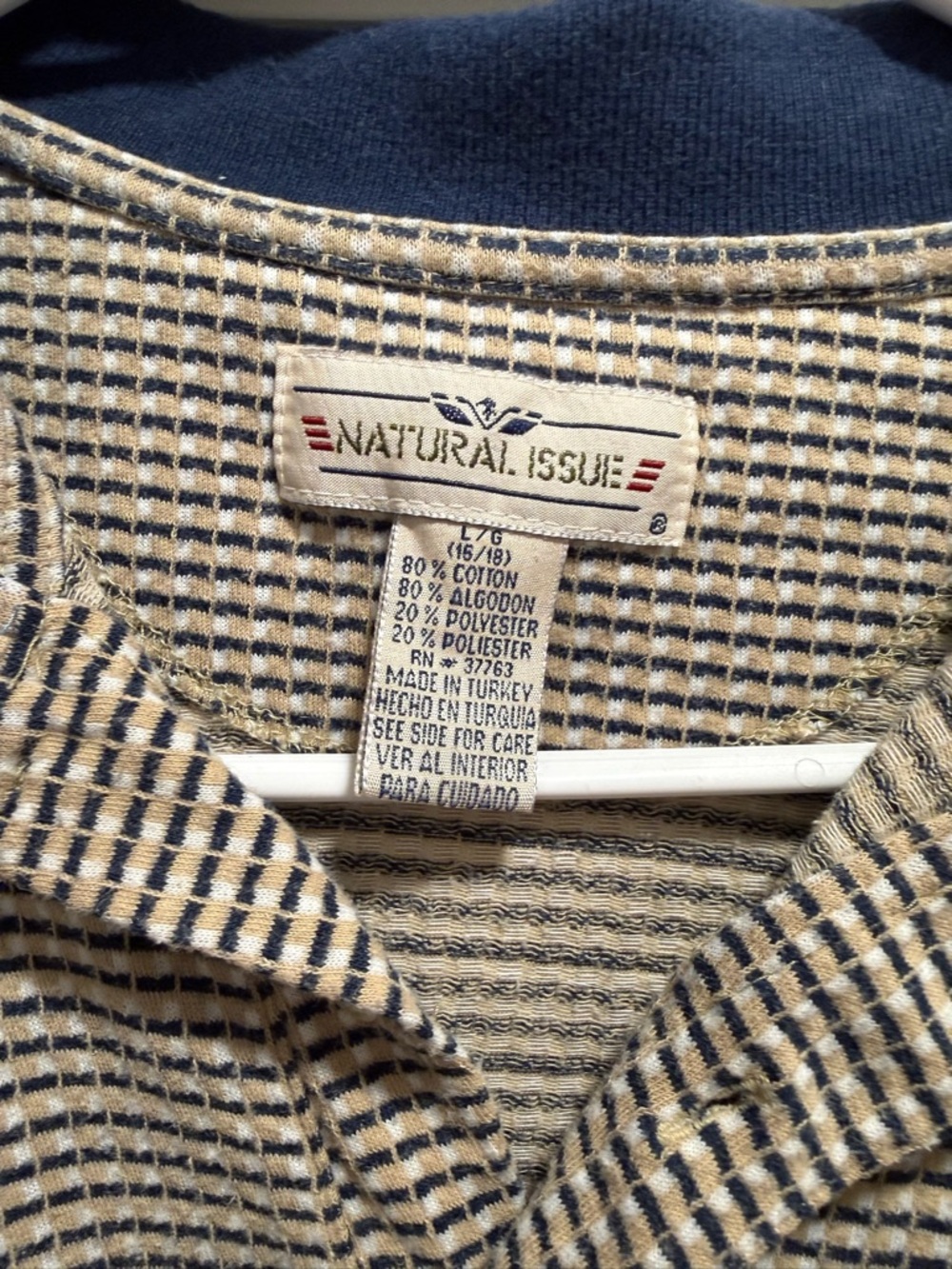 Natural Issue Vintage Kids Short Sleeve Tee in Beige and Navy